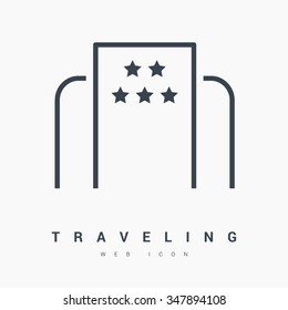a hotel isolated minimal single flat linear icon for application and info-graphic. Build line vector icon for websites and mobile minimalistic flat design. Modern trend concept design style