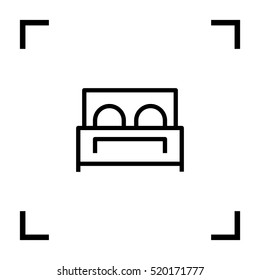 Hotel isolated minimal single flat linear icon for application and info-graphic. Bed line vector icon for websites and mobile minimalistic flat design.