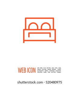 Hotel isolated minimal single flat linear icon for application and info-graphic. Bed line vector icon for websites and mobile minimalistic flat design.