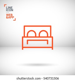 Hotel isolated minimal single flat linear icon for application and info-graphic. Bed line vector icon for websites and mobile minimalistic flat design.