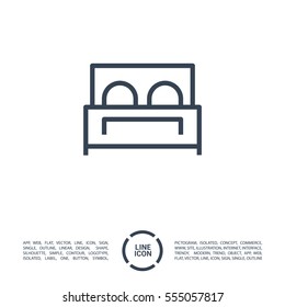 Hotel isolated minimal single flat linear icon for application and info-graphic. Bed line vector icon for websites and mobile minimalistic flat design.
