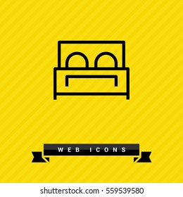 Hotel isolated minimal single flat linear icon for application and info-graphic. Bed line vector icon for websites and mobile minimalistic flat design.