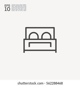 Hotel isolated minimal single flat linear icon for application and info-graphic. Bed line vector icon for websites and mobile minimalistic flat design.