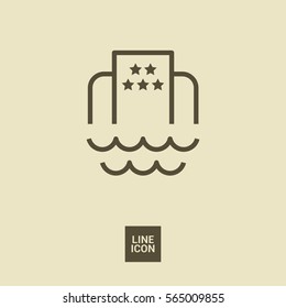 Hotel isolated minimal single flat icon. Beach line vector icon for websites and mobile minimalistic flat design.
