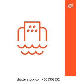 Hotel isolated minimal single flat icon. Beach line vector icon for websites and mobile minimalistic flat design.