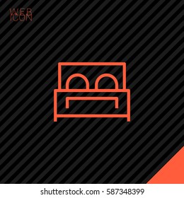 Hotel isolated minimal single flat linear icon for application and info-graphic. Bed line vector icon for websites and mobile minimalistic flat design.