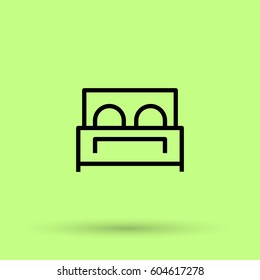 Hotel isolated minimal single flat linear icon for application and info-graphic. Bed line vector icon for websites and mobile minimalistic flat design.