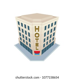 Hotel isometric illustration. Hotel vector icon. 