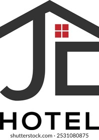 Projeto do logotipo do Hotel JE. Hotel negócio EJ logo vetores. Design de logotipo JE imobiliário de luxo. Letras EJ House logo vetors. Casa criativa Construção EJ vetores design. Foto J original moderna, ícone do hotel, Ab