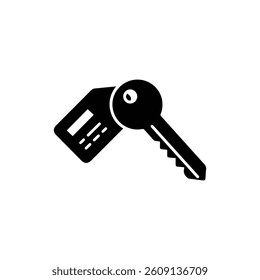 Hotel Key Black Filled Icon Minimal Key with Tag Number