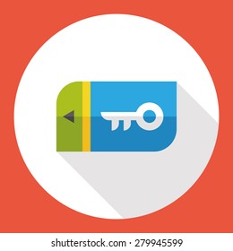hotel key card flat icon with long shadow