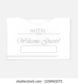 Hotel key card holder. Hospitality keycard sleeve. Horizontal white envelope with top slot. Vector template.