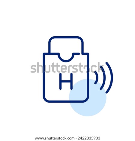 Hotel key card in a holder. Pixel perfect, editable stroke