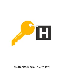 hotel key flat icon