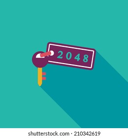 hotel key flat icon with long shadow