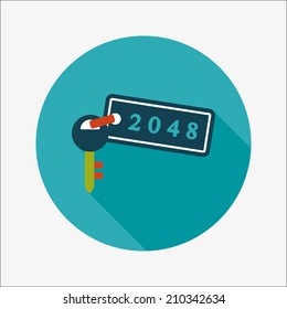 hotel key flat icon with long shadow