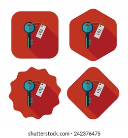 hotel key flat icon with long shadow,eps10