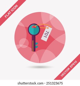 hotel key flat icon with long shadow,eps10