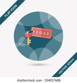 hotel key flat icon with long shadow