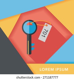 hotel key flat icon with long shadow,eps10