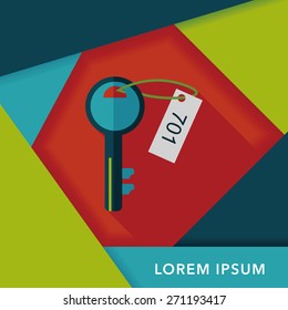 hotel key flat icon with long shadow,eps10