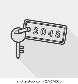 hotel key flat icon with long shadow, line icon