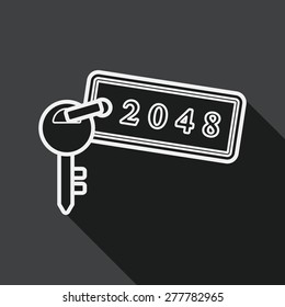 hotel key flat icon with long shadow, line icon