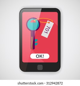 hotel key flat icon with long shadow,eps10