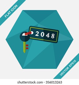 hotel key flat icon with long shadow