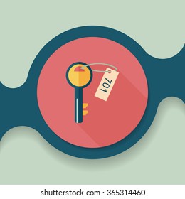 hotel key flat icon with long shadow,eps10