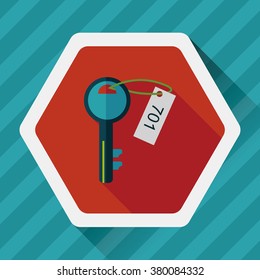 hotel key flat icon with long shadow,eps10