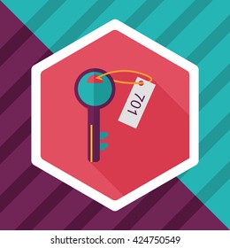 hotel key flat icon with long shadow,eps10