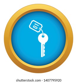 Hotel key icon blue vector isolated on white background for any design