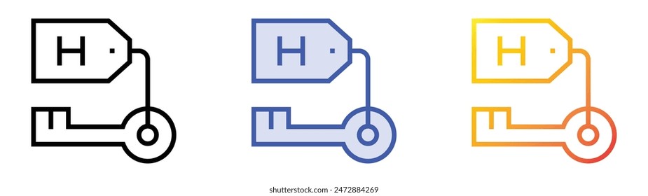 hotel key icon. Linear, Blue Fill and Gradient Style Design Isolated On White Background