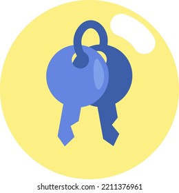 Clave de hotel, ilustración, vector sobre fondo blanco.