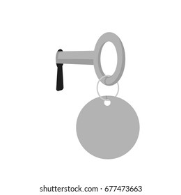 hotel key in lock with circle label. Vector illustration