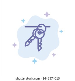 Hotel, Key, Room, Keys Blue Icon on Abstract Cloud Background