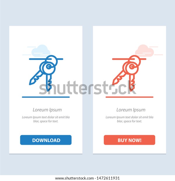 Hotel Key Room Keys Blue Red Stock Vector Royalty Free