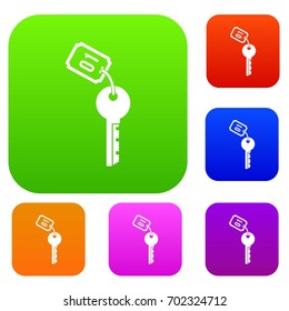Hotel key set icon in different colors isolated vector illustration. Premium collection
