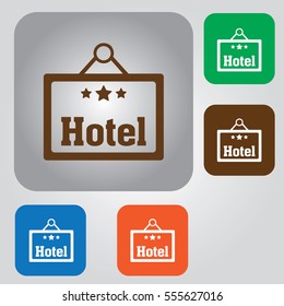 Hotel label Icon. Three star hotel icon. 
