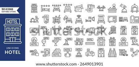 Hotel line editable icon set. Vector illustration