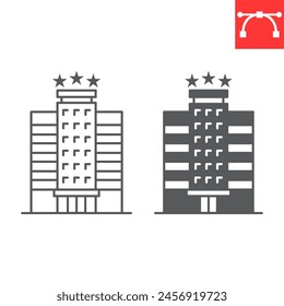 Hotel line and glyph icon, building and architecture , hotel vector icon, vector graphics, editable stroke outline sign, eps 10.