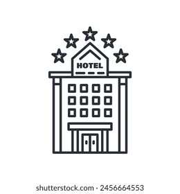 Icono de línea de hotel. Edificio y arquitectura. Ilustración vectorial aislada