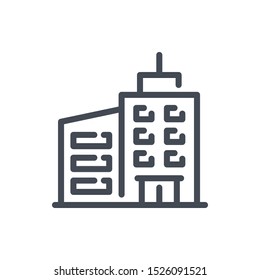 Hotel line icon. Building construction vector outline sign.