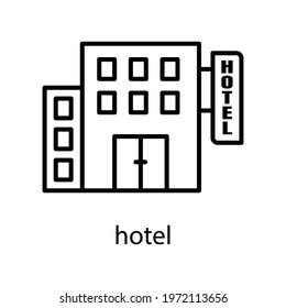 Hotel line icon. Editable stroke. Design template vector