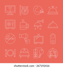hotel line icon set