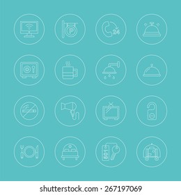 hotel line icon set