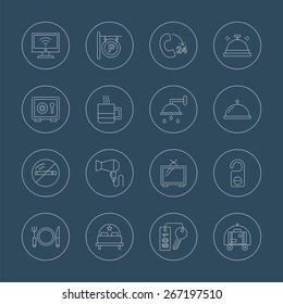 hotel line icon set