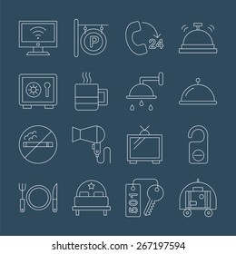hotel line icon set