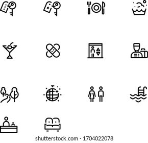 Hotel line icon set. Reception icon. 